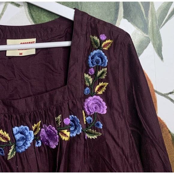 Samant Chauhan Womens Medium Purple Embroidered Swing Blouse Long Sleeve - Picture 4 of 7